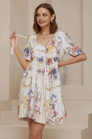 Salty Crush Chia Mini Dress - Babydoll Dress in Adelia Print