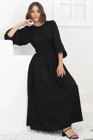 Salty Crush Sheyne Maxi Dress - Long Balloon Sleeve Elasicated Waist A Line Dress in