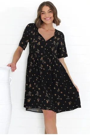 Salty Crush Lavenne Mini Dress - Short Sleeve Smock Dress with Lattice Detailing Melany Print