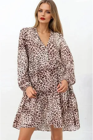 Salty Crush Taylor Mini Dress - Mandarin Collar Balloon Sleeve Smock Dress in Tatum Print