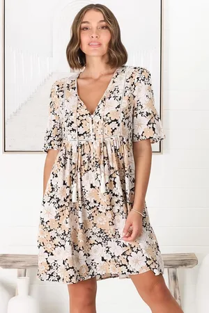Salty Crush Chia Mini Dress - Babydoll Dress in Lyanna Print