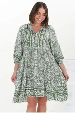 Salty Crush Juddy Mini Dress - Batwing Sleeve Smock Dress with Lace Detailing in Harley Print