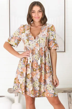 Salty Crush Chia Mini Dress - Babydoll Dress in floral Avianna Print