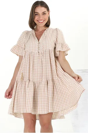 Salty Crush Lilou Mini Dress - Pull Over Dress With Buttoned Bodice in Didi Print