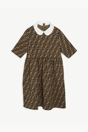 Fendi Ff Logo Peter Pan Jersey Dress 8-14 Years