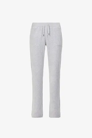 Juicy Couture Logo-embroidered Straight-leg High-rise Velour Trousers