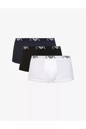 Emporio Armani Logo-print Stretch-cotton Trunks Pack of Three