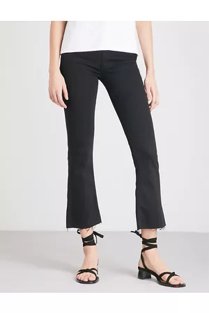 Mother Hustler Ankle Fray Flared High-rise Jeans