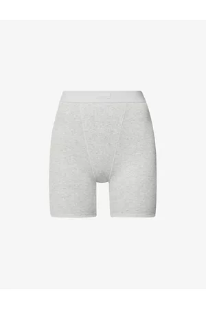 SKIMS Ribbed High-rise Stretch-cotton Boxer Shorts