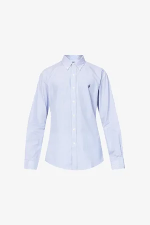 Ralph Lauren Long-sleeved Logo-embroidered Slim-fit Stretch Cotton-poplin Shirt