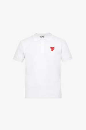 Comme des Garçons Overlap Heart-print Cotton Polo Shirt