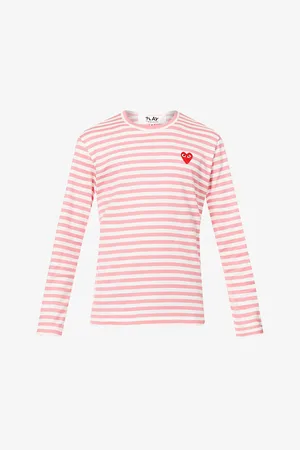 Comme des Garçons Branded Stripe-print Cotton-jersey Top