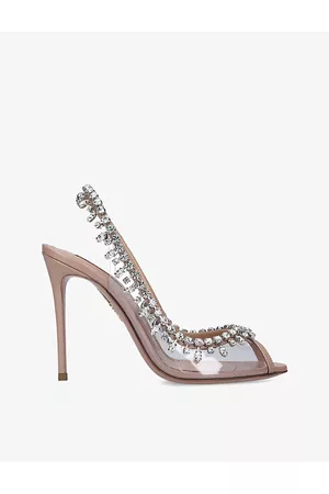 Aquazzura Temptation 105 Crystal-embellished Leather and Pvc Slingback Sandals