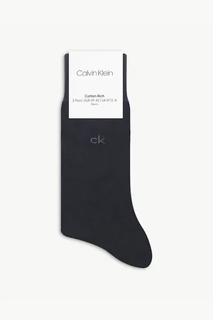 Calvin Klein Logo-embroidered Cotton-blend Socks Pack of Two