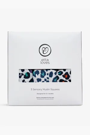 Etta Loves Print Organic-cotton Muslin Cloths Pack of Three