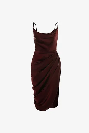 House Of Cb Reva Corset Satin Midi Dress