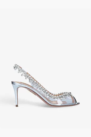 Aquazzura Temptation Crystal-embellished Leather and Pvc Slingback Sandals