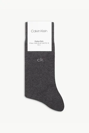 Calvin Klein Logo-embroidered Cotton-blend Socks Pack of Two
