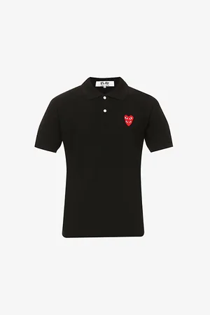 Comme des Garçons Overlap Heart-print Cotton Polo Shirt
