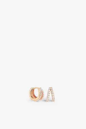 Astrid & Miyu Illusion 18ct -plated Recycled Sterling-silver and Cubic Zirconia Huggie Earrings