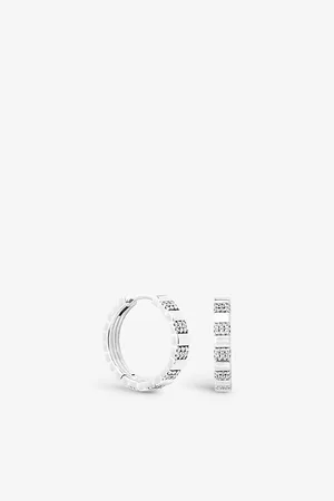 Astrid & Miyu Ridged Sterling-silver and Cubic Zirconia Hoop Earrings