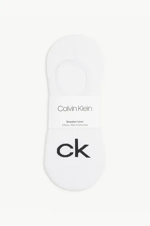 Calvin Klein Logo-print Pack of Three Cotton-blend Liner Socks