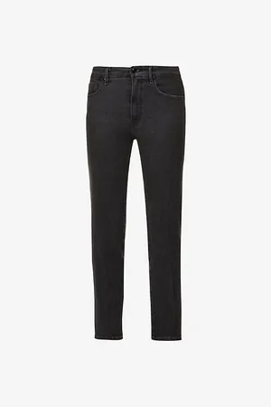 GOOD AMERICAN Good Straight Washed Straight-leg High-rise Stretch-organic-cotton Blend Denim Jeans