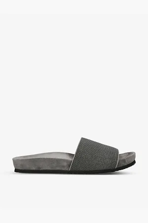 Brunello Cucinelli Precious Embellished Suede Sliders