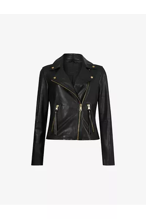 AllSaints Balfern Gold-tone Leather Biker Jacket