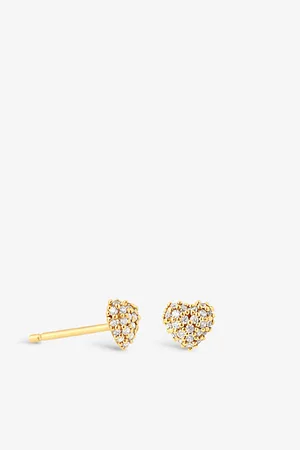 Astrid & Miyu Heart 18ct Yellow Gold-plated Sterling-silver and Cubic Zirconia Stud Earrings