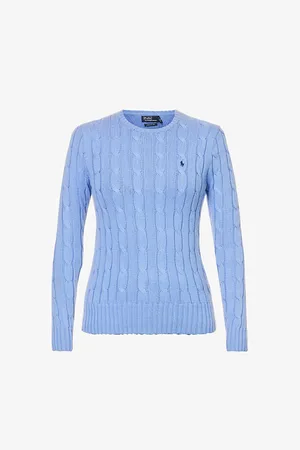 Ralph Lauren Julianna Brand-embroidered Cable-knit Cotton Top