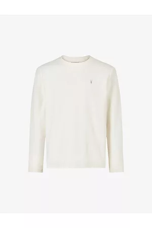 AllSaints Rowe Logo-embroidered Long-sleeved Organic-cotton T-shirt