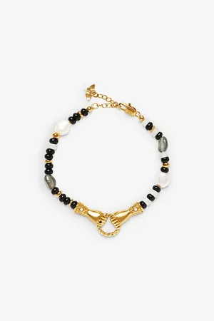 Missoma Harris Reed X in Good Hands Recycled 18ct Yellow-gold Plated Brass, Chalcedony, Quartz, Pearl and Labradorite Bracelet