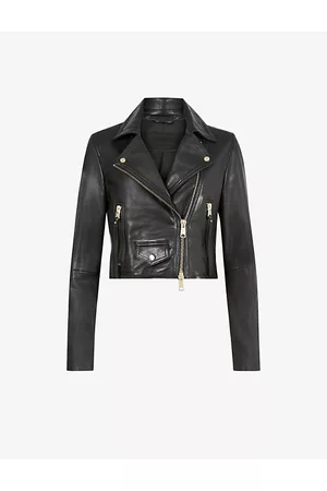 AllSaints Elora Cropped Leather Biker Jacket