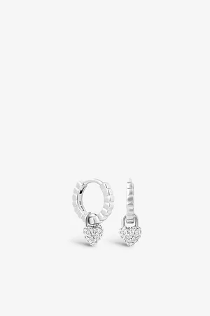 Astrid & Miyu Heart-charm Sterling-silver and Cubic Zirconia Huggie Earrings