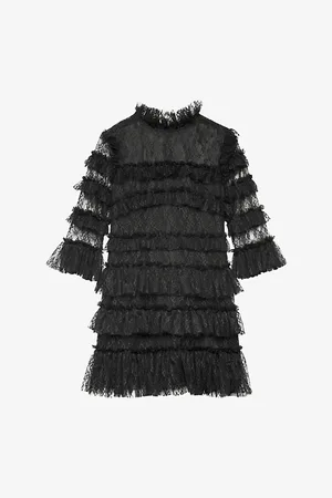 By Malina Carmine Tiered Lace Mini Dress