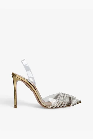 Aquazzura Gatsby 105 Crystal-embellished Leather and Pvc Slingback Courts