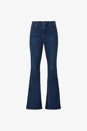 GOOD AMERICAN Good Legs Contrast-stitch Flared-leg Mid-rise Cotton-blend Jeans