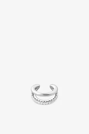 Astrid & Miyu Double-band Mini Sterling-silver and Cubic Zirconia Single Ear Cuff