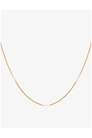 Astrid & Miyu Navette Charm 18ct Yellow Gold-plated Sterling-silver and Cubic Zirconia Necklace