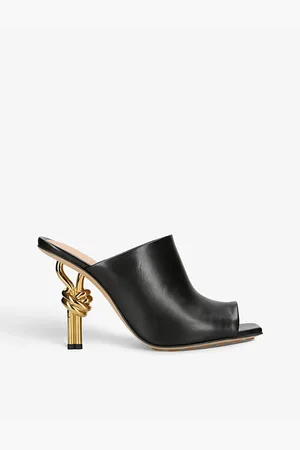 Bottega Veneta Knot Square-toe Leather Heeled Mules