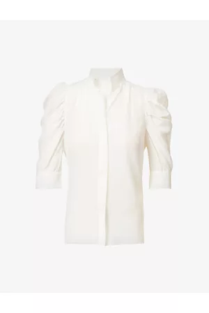 Frame Gillian Puffed-shoulder Silk-crepe Top