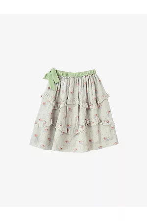 Caramel Azalea Rose Bouquet-print Cotton Skirt 3-12 Years