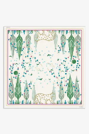 Cartier Panther Garden Graphic-print Silk Scarf