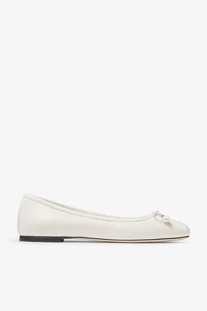 Jimmy Choo Elme Bow-embellished Leather Ballet Flats