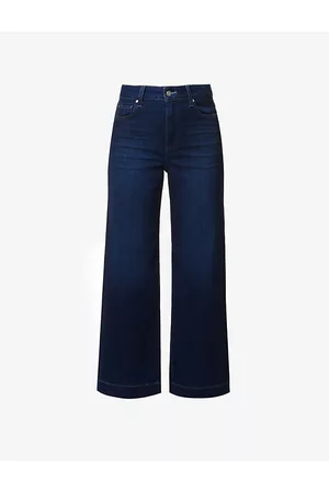 Paige Anessa Distressed Mid-rise Wide-leg Cotton-blend Jeans