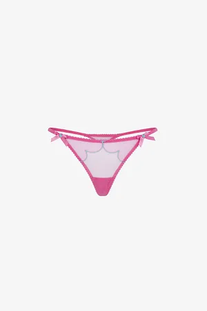 Agent Provocateur Lorna Bow-embellished Low-rise Mesh Thong