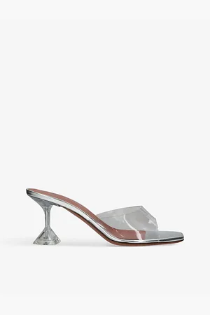 Amina Muaddi Lupita Glass Square-toe Pvc Heeled Mules