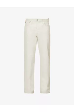 Liquor N Poker Straight Leg Denim Jeans in Off White with Carpenter panels-Neutral
