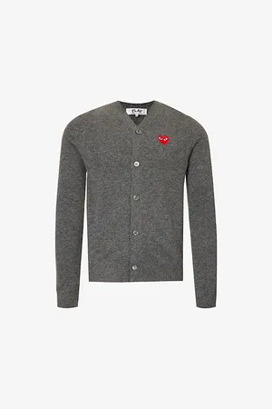 Comme des Garçons Logo-embroidered V-neck Wool Cardigan